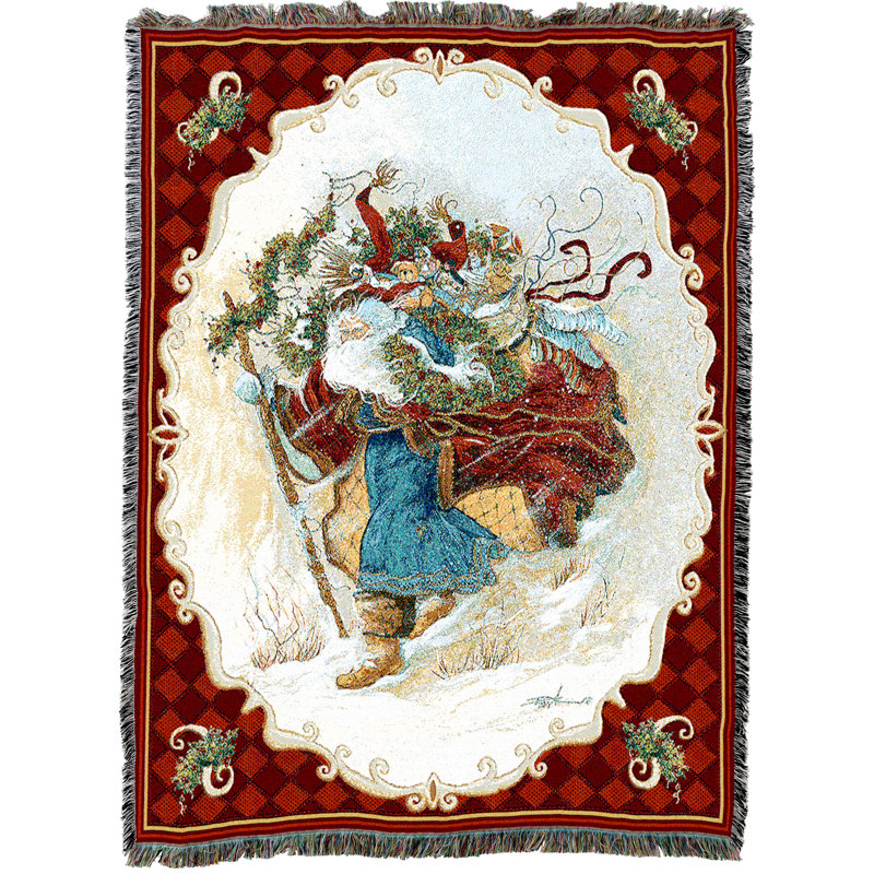 The Holiday Aisle® Demasky Windswept Christmas Santa Journey Blanket